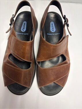 Wolky Nimes Brown Leather Comfort Sandals Women's Size 38 US 7-7.5